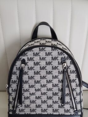 Michael Kors Black & White MK Monogram Mini Backpack